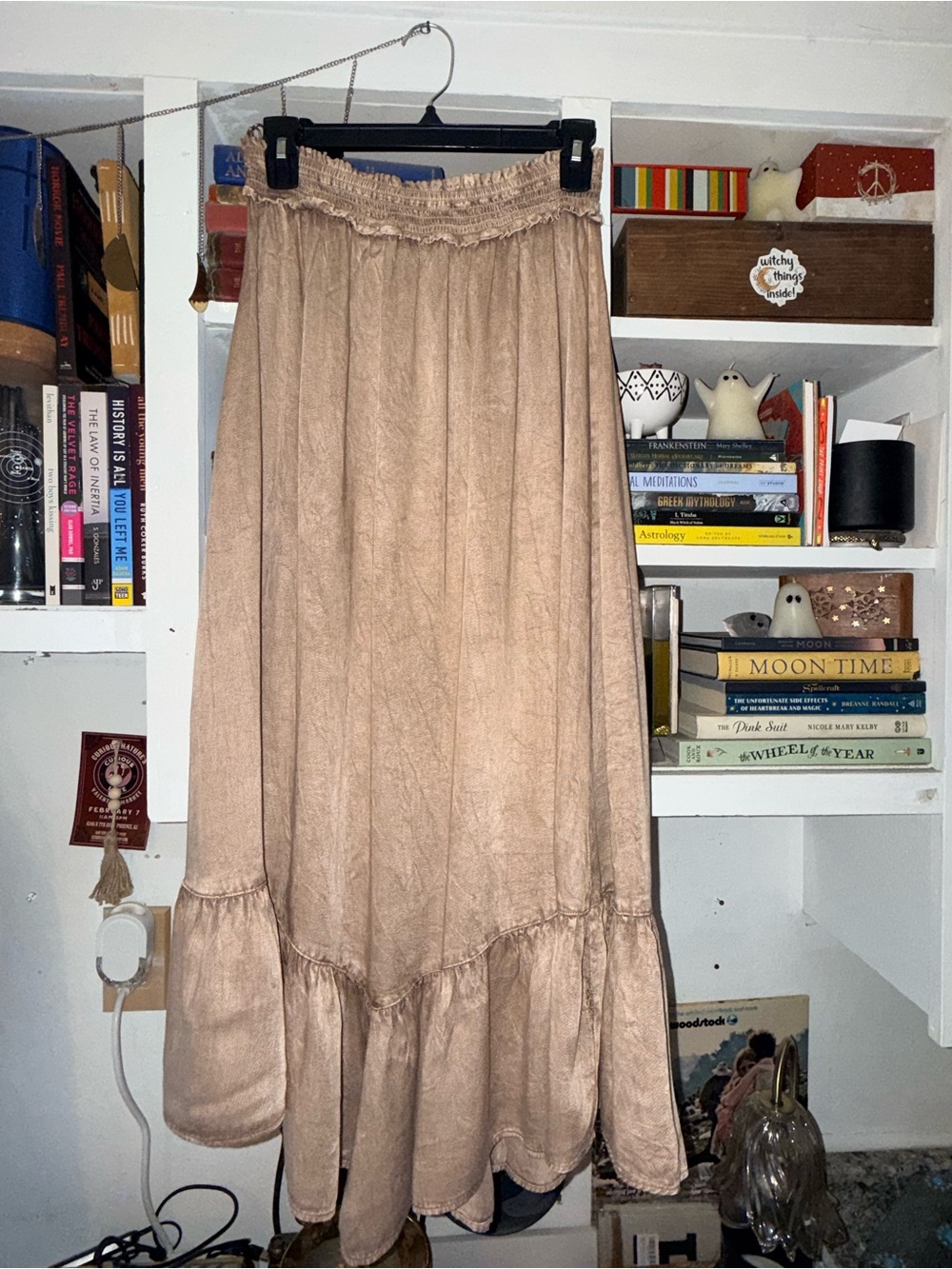 Angie Neutral Beige Tiered Maxi Skirt